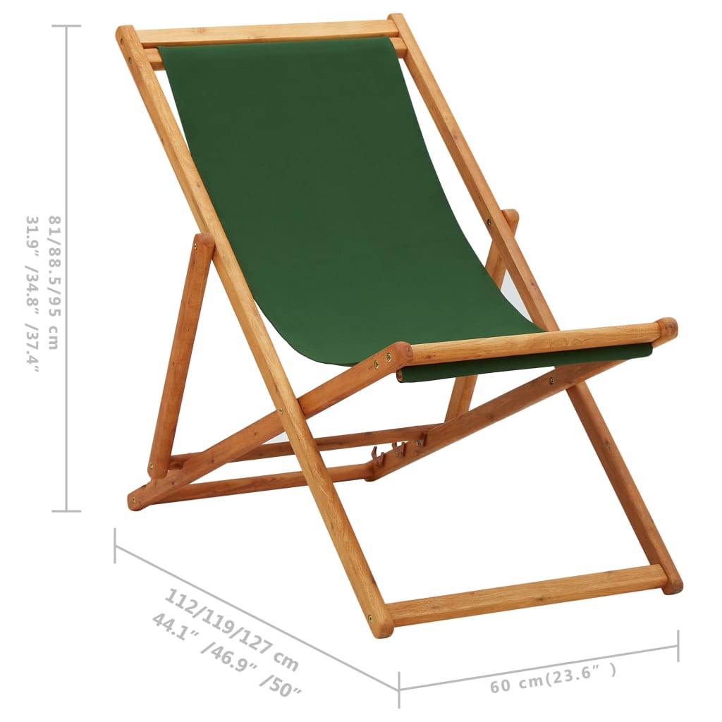 Klappbarer Strandstuhl Eukalyptusholz und Stoff Grün